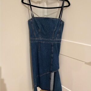 Alexander McQueen Asymmetrical Denim Blue Dress